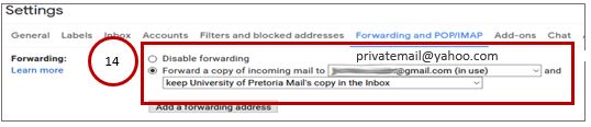 Set forwarding settings